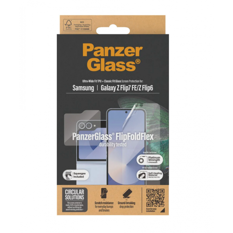 PanzerGlass Γυαλί προστασίας Glass & Φίλμ Fullcover Case Friendly Fingerprint 0.3MM για Samsung Galaxy Z Flip 7 FE / Flip 6 - Glass & Film - ΔΙΑΦΑΝΟ - PG-7370